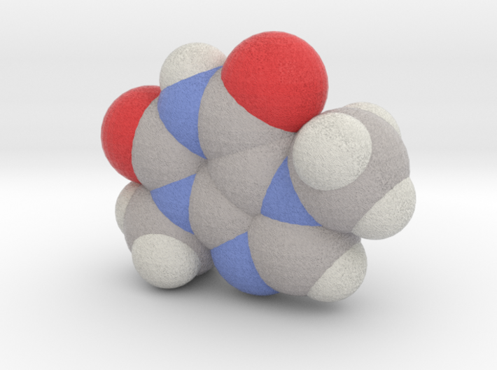 Theobromine molecule (x40,000,000, 1A = 4mm) 3d printed