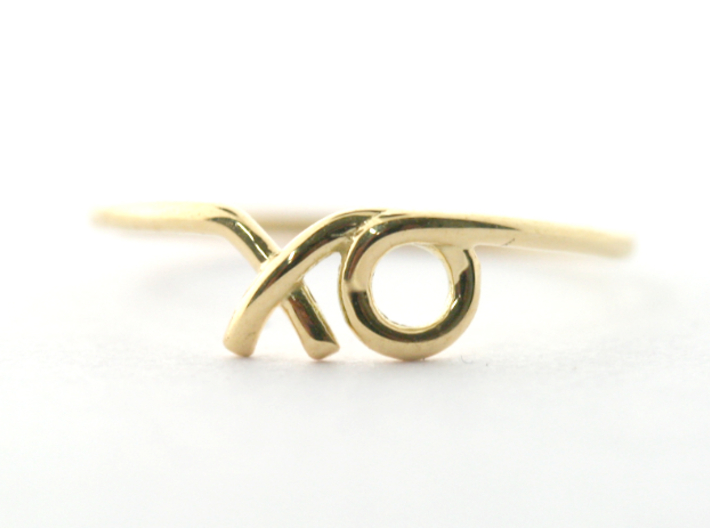 XO Midi Ring 3d printed Finished sample in 14k yellow Gold