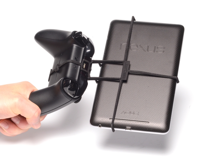 Controller mount for Xbox One & Micromax Funbook 3 3d printed In hand - A Nexus 7 and a black Xbox One controller
