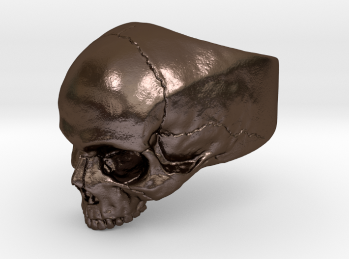 Yorick Memento Mori Skull Ring 3d printed memento mori skull ring in polished bronze steel preview 