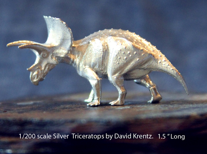 Silver Triceratops by David Krentz 1/200 scale 3d printed