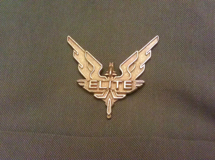 Elite - wings / badge 3d printed Photo showing the badge produced in Gold Plated Glossy