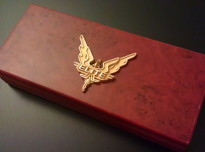 Elite - wings / badge 3d printed Photo showing the badge produced in Gold Plated Glossy