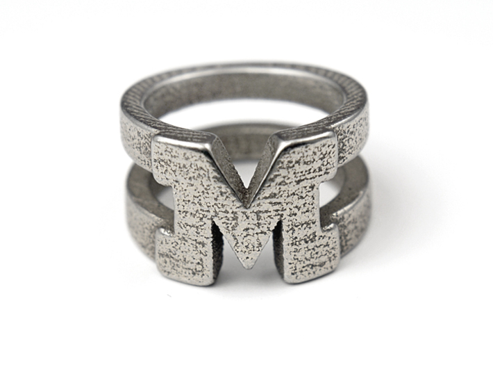 M Ring 3d printed Stainless Steel