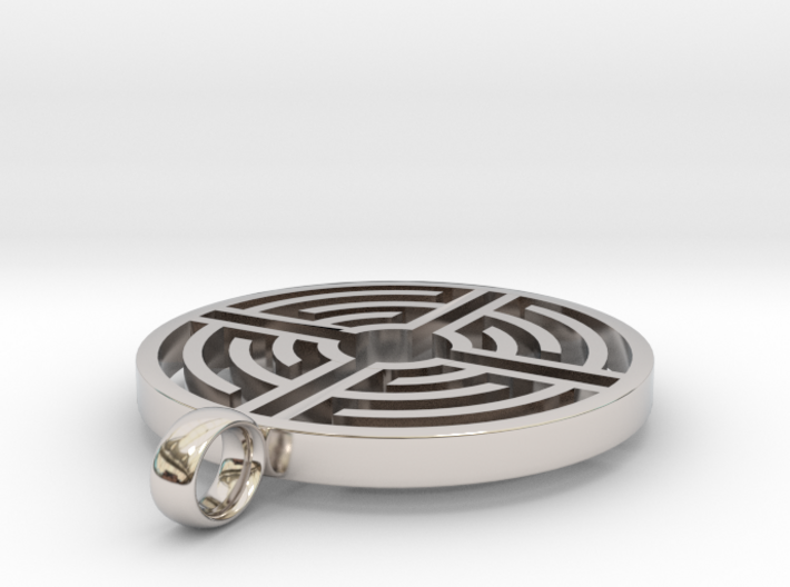 Labyrinth Pendant 3d printed