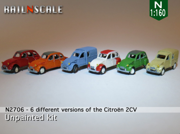 SET 6x Citroën 2CV (N 1:160) 3d printed 