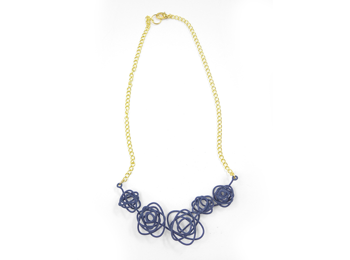 Sprouted Spiral Necklace 3d printed Azurite (Custom Dyed Color)