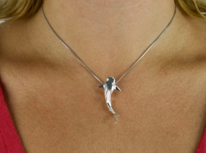Whale Shark Pendant 3d printed Whale shark jewelry in silver by ©2012-2013 RareBreed