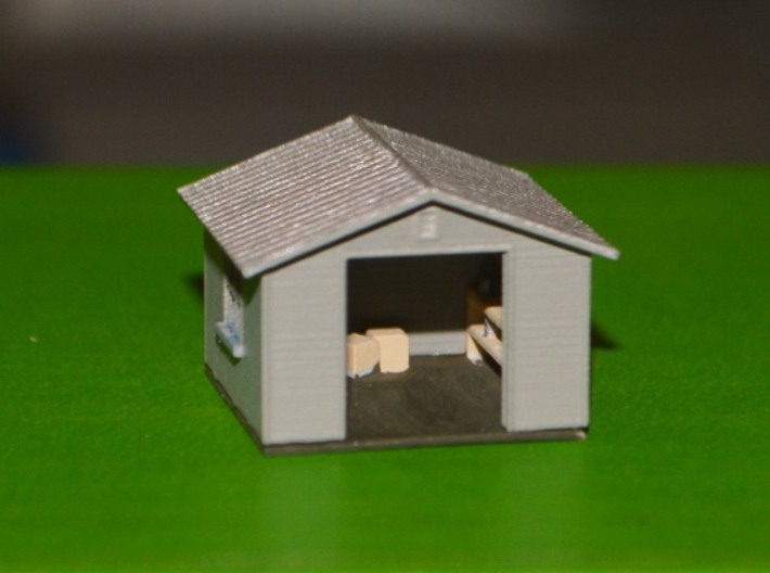 N-Scale Backyard Shed (Revised) 3d printed Painted Production Sample - Doors Not Attached