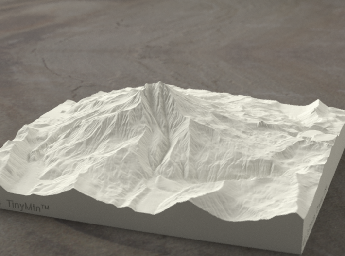 6'' Mt. Jefferson, Oregon, USA, Sandstone 3d printed Rendering of Mt. Jefferson model from the West side