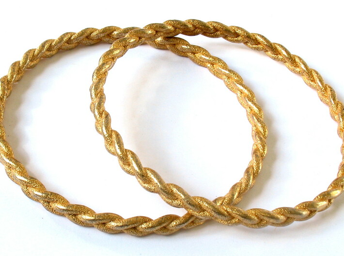 Braid bangle 3d printed Polished gold steel. Printed and tested!