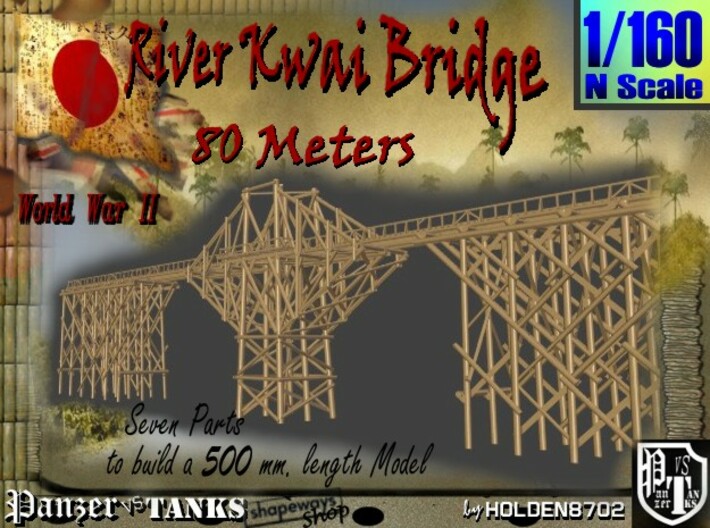 1-160 Bridge River Kwai 80 meters 3d printed