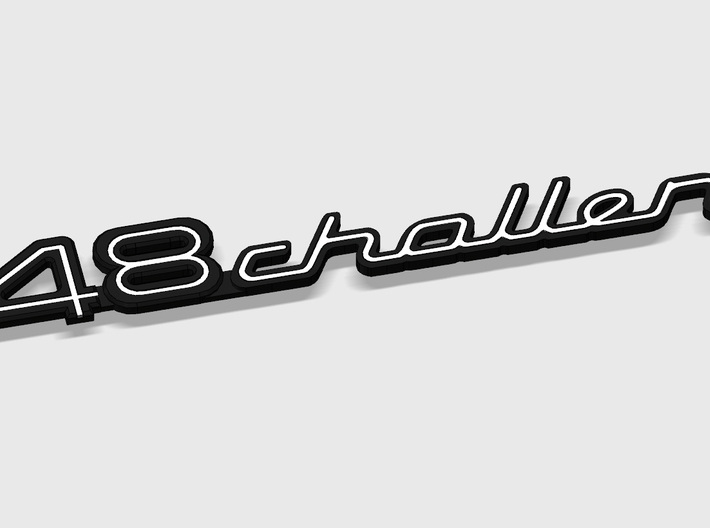 348 CHALLENGE BADGE 3d printed 348 Challenge badge for the rear deck lid, with white plastic groove inserts, render.