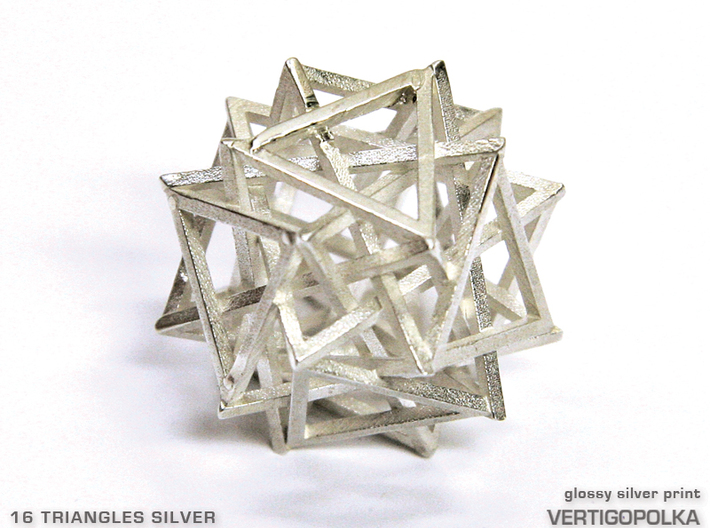 16 Triangles Silver 3d printed