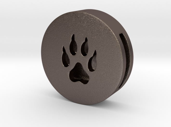 Band Charm round - Wolf Paw print 3d printed Band Charm - Wolf Paw steel