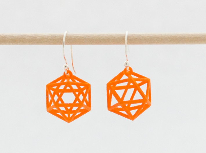 Icosahedron Earrings 3d printed