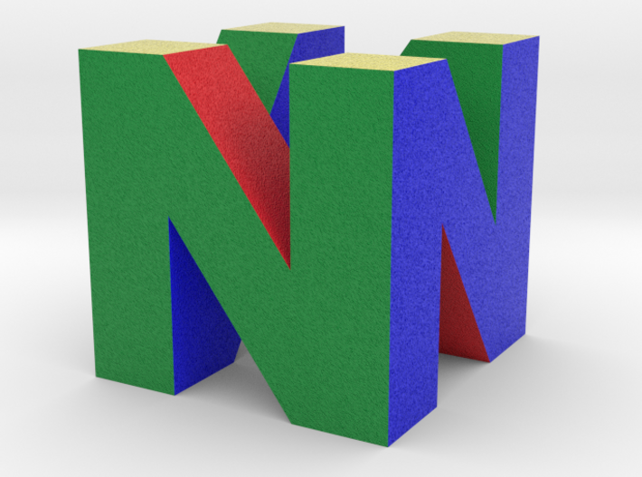 N64 Logo - 5&quot; Desk Cube Full Colour Sandstone 3d printed