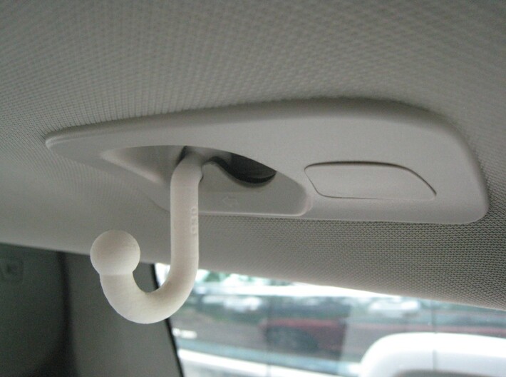 Volvo C30 Coat/Dry Cleaning Hook - Short 3d printed Short hook installed. The long hook is 1.57 inches (4 cm) longer
