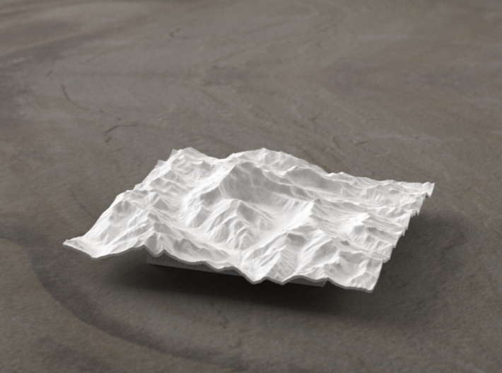 4''/10cm Aconcagua, Argentina, WSF 3d printed Rendering of model looking North up the Valle de los Horcones