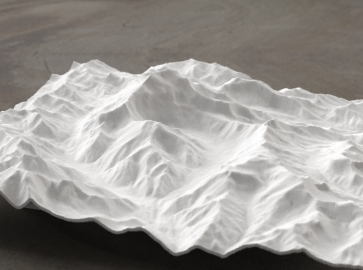 8''/20cm Aconcagua, Argentina, WSF 3d printed Rendering of model looking North up the Valle de los Horcones