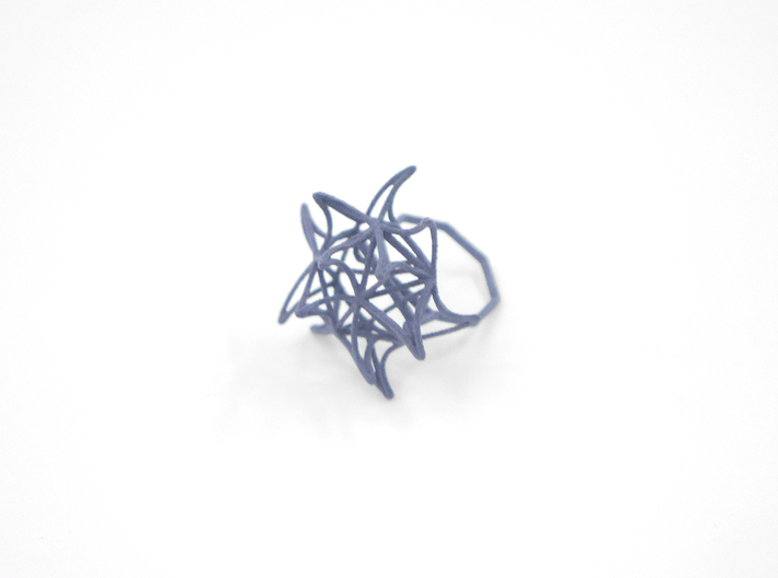 Aster Ring (Small) Size 8 3d printed Azurite Nylon (Custom Dyed Color)