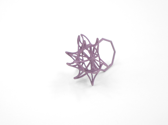 Aster Ring (Small) Size 8 3d printed Wisteria Nylon (Custom Dyed Color)