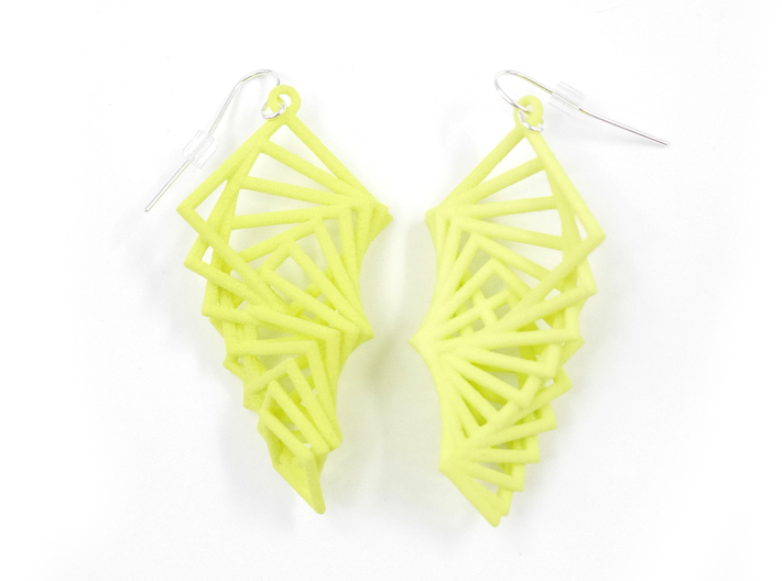 Arithmetic Earrings (Rhombus) 3d printed Key Lime Coral (Custom Dyed Color)