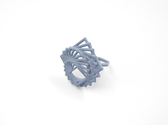Arithmetic Ring (US Size 8) 3d printed Azurite Nylon (Custom Dyed Color)
