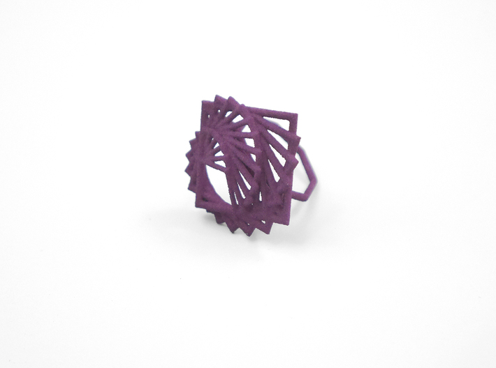 Arithmetic Ring (Size 6) 3d printed Eggplant Nylon (Custom Dyed Color)