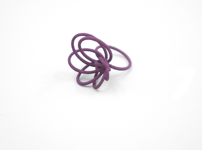 Flora Ring A (Size 7) 3d printed Eggplant Nylon (Custom Dyed Color)