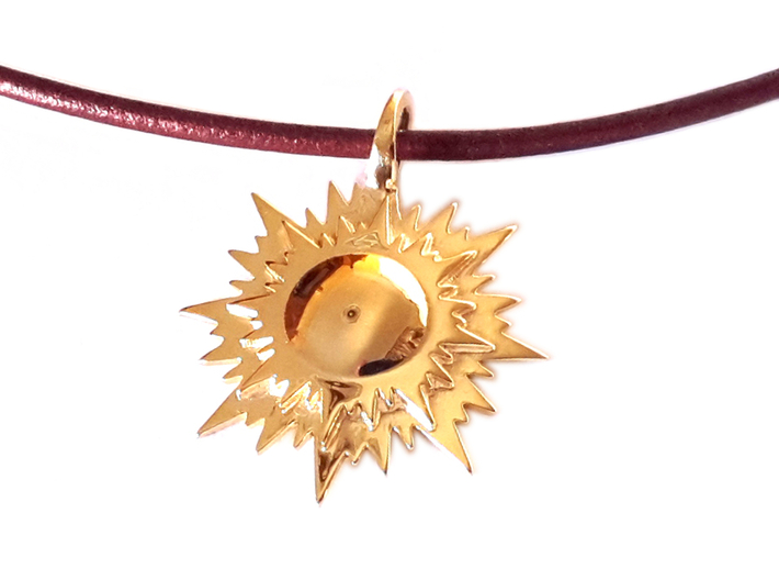 &quot;doppio sole&quot; pendant (cm 2,6) 3d printed Polished Brass
