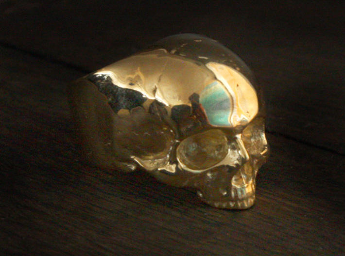 Yorick Memento Mori Skull Ring size 6 3d printed Yorick skull ring in gold plated brass (now available in 14k &amp; 18k gold plated)