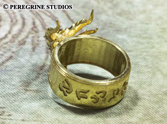 Ring - Deathring the Destroyer (Size 13) 3d printed Polished Brass