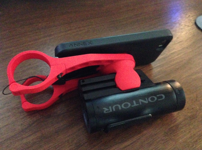 iPhone 6 Handlebar Mount for Quad Lock Case 3d printed With iPhone 5 and Contour Roam Camera