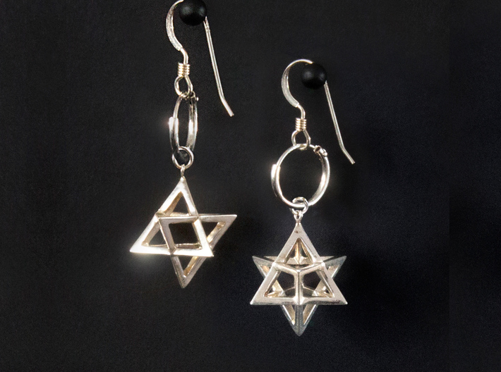  Star Tetrahedron earrings #Silver 3d printed 