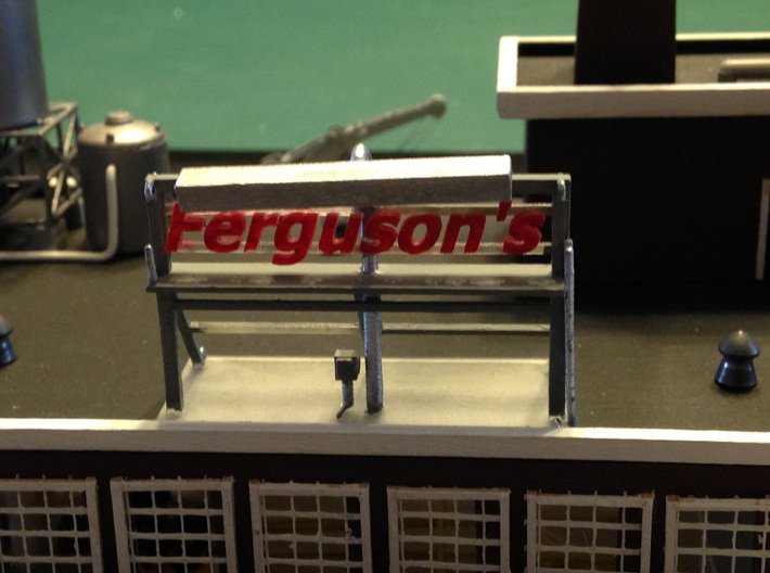 Ferguson Sign 3d printed Warehouse rooftop Sign Z scale