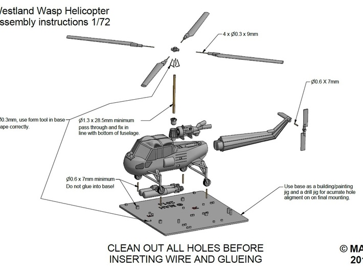 Westland Wasp Helicopter Kit 1/72 3d printed 