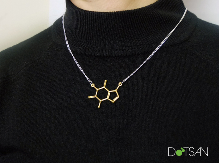 Caffeine Molecule Pendant or Earing 3d printed