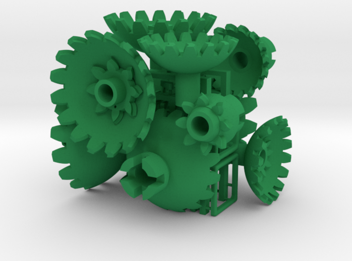 Green Gears &amp; Tiles for the Multi-Gear Cube Kit 3d printed