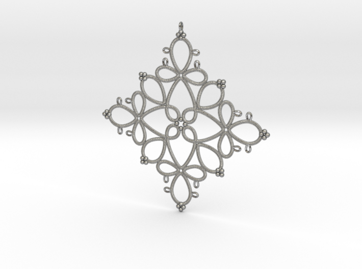 Shuttle Tatted Lace Inspired Pendant 3d printed 