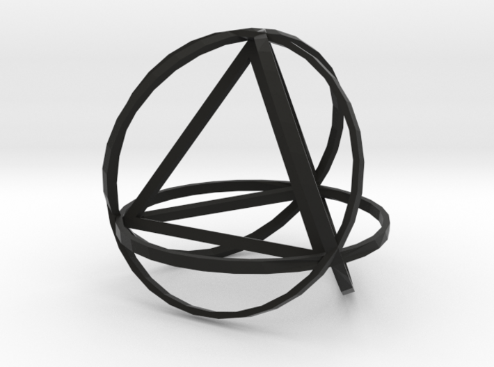 Tetrahedron inside rings 3d printed