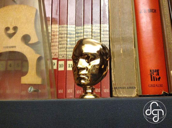 Beethoven's Life Mask [6cm] Hollow 3d printed Use (Front) [Polished Bronze]