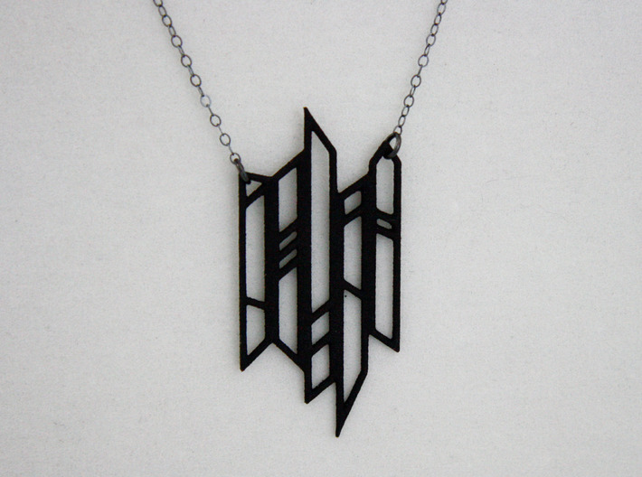 Abstract Fence Pendant 3d printed Abstract Fence Pendant in Black Strong &amp; Flexible Plastic