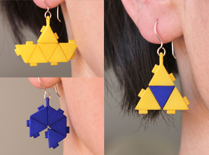Triangle Block Earrings 3d printed