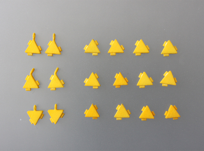 Triangle Block Earrings 3d printed One set:  18 pieces