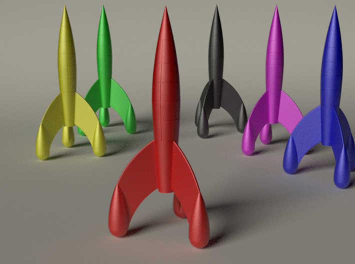 TinTin Rocket 3d printed Photo version1.0 Red strong &amp; flexible