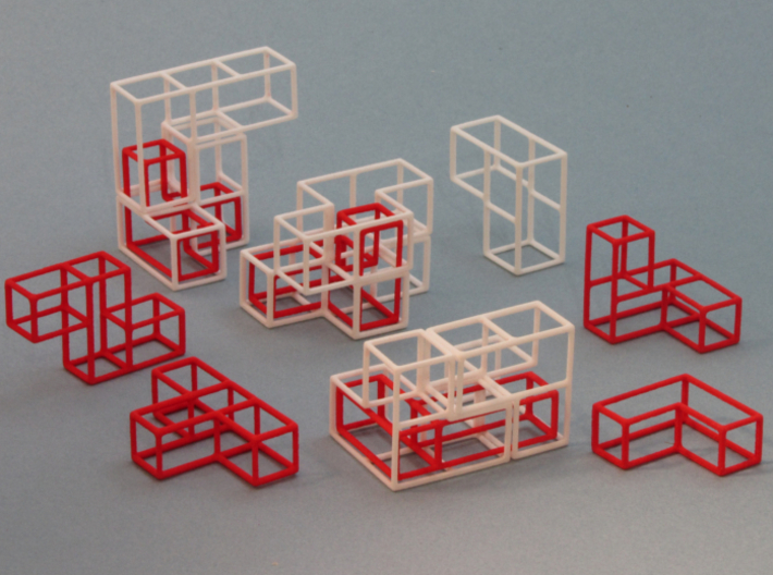"SOMA's Revenge" - Interlocking Puzzle Cube 3d printed Cube Example 1 - Exploded view