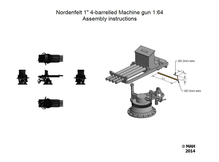 Polyphemus Nordenfelt 4-Barreled x 6 1/64 3d printed 