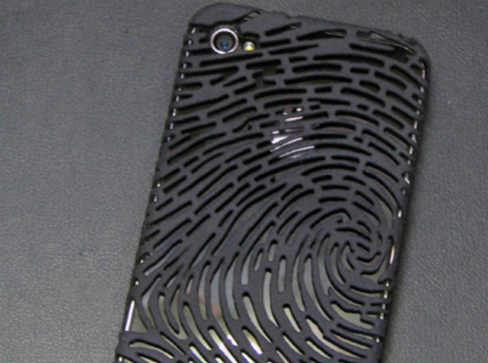 IPhone 4/4S - Finger print Case 3d printed Black Strong &amp; Flexible
