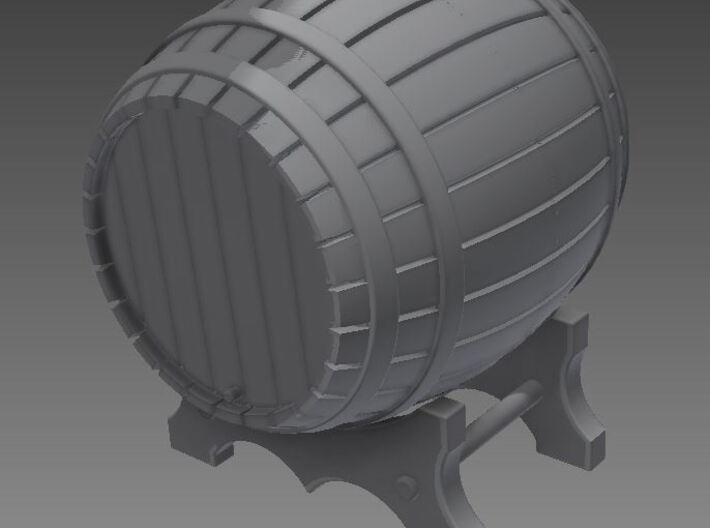 1/56th (28 mm) scale wooden barrel 3d printed Rendered image from the barrel assembly.